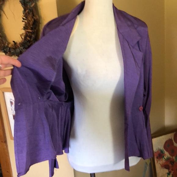 Vintage 90s CHRISTINE DAVID Size 10 Peplum 2-Button Blazer Top Vivid Purple NEW - Picture 9 of 16